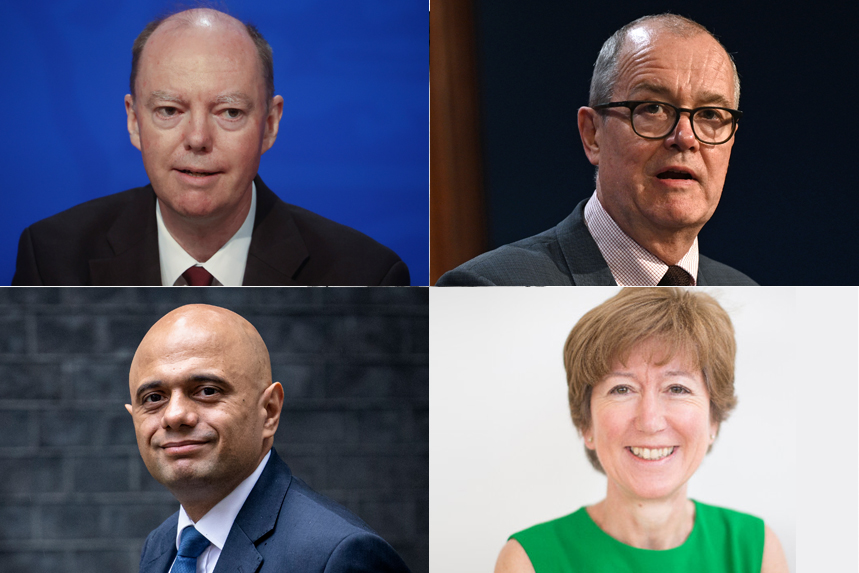 Pictures of Professor Chris Whitty, Sir Patrick Vallance, Sarah Boseley and Sajid Javid