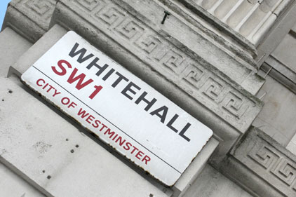 Whitehall: watching the slogans