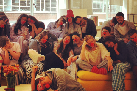 W Communications: napping on the job... for a good cause flack assumes