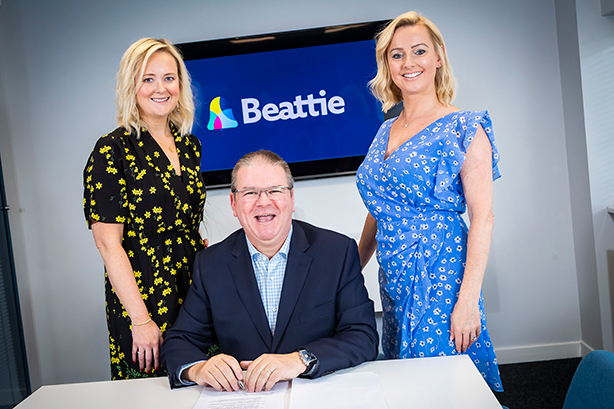 Beattie Scotland director Joanne Spence, Serious founder David McCavery and Beattie CEO Laurna Woods.