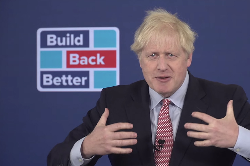 Johnson used imagery from Britain's past to set out his vision for the country's future (pic credit: Conservative Party)