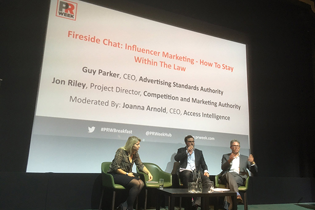The CMA's Jon Riley discussed regulations on influencer marketing at a PRWeek event last year