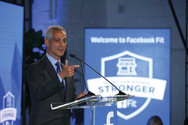 Mayor Rahm Emanuel spoke at the Facebook Fit event in Chicago about the important role small businesses play in the Windy City