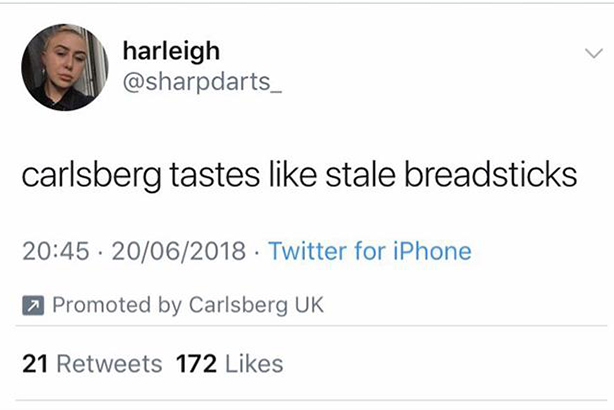 Carlsberg: tweets baffled some Twitter users