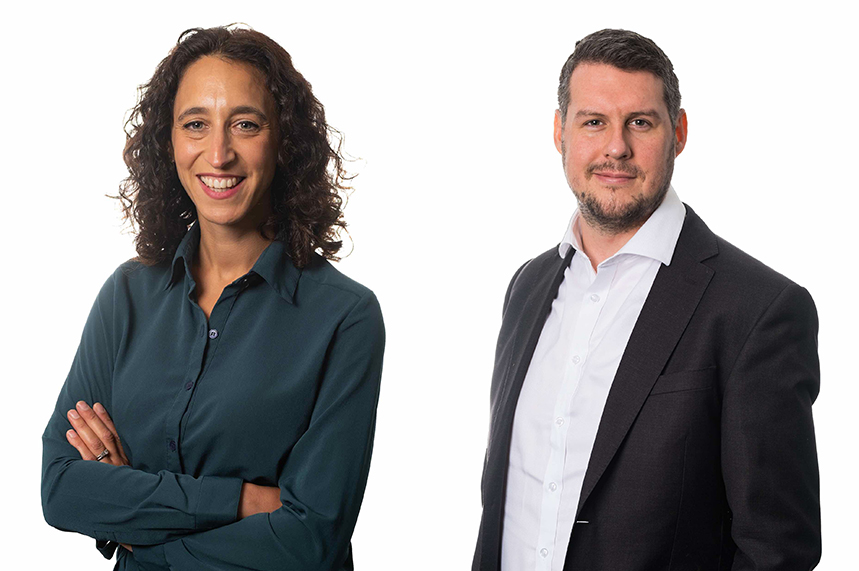 (L-R) Caroline Gordon and Dean Sowman have been promoted to reflect growth in the health practice