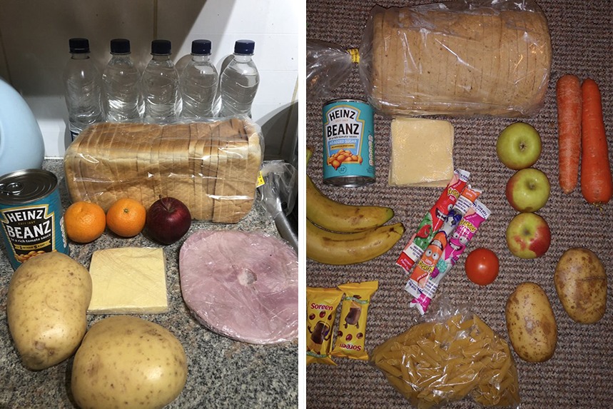 Examples of Chartwells' food parcels for schoolchildren have flooded social media