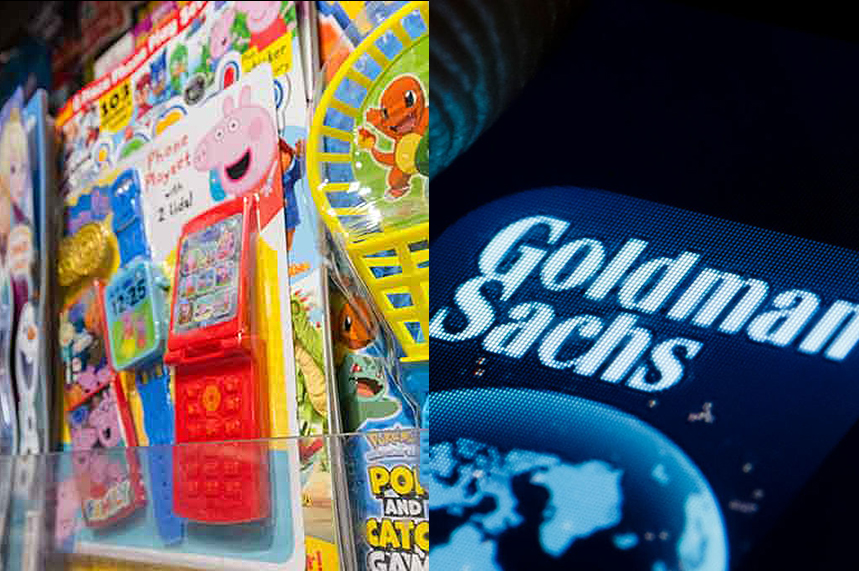 Magazines image via @waitrose on Twitter; Goldman Sachs image via ©GettyImages