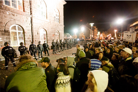 Financial crisis: Protests outside the Icelandic Parliament in 2010 (Credit: Getty Images)