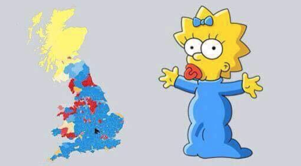 The 2015 General Election result has been compared to Maggie Simpson