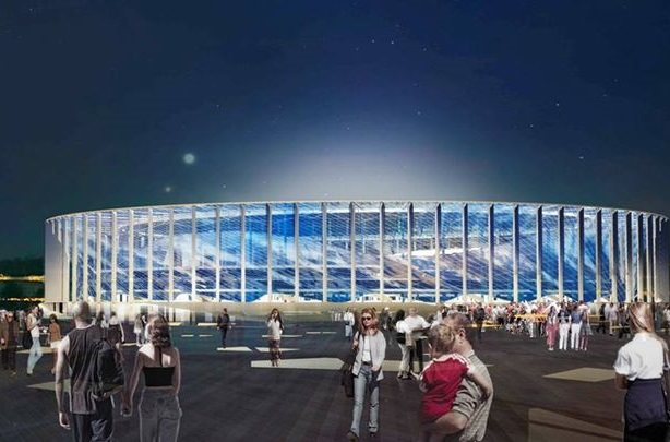 An image of the stadium planned for Nizhny Novgorod, one of 11 host cities for the 2018 FIFA World Cup Russia