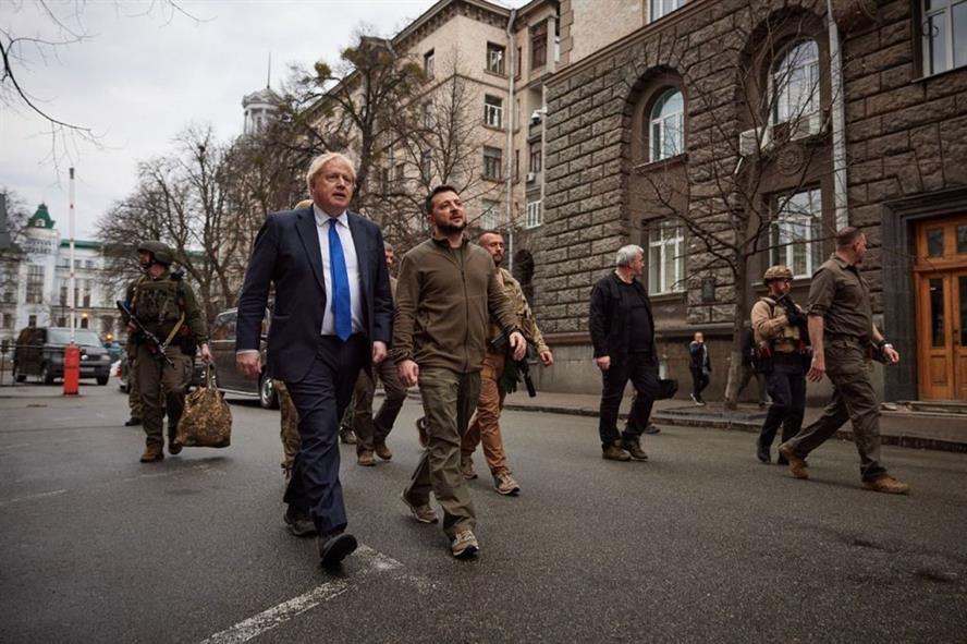 Boris Johnson meets Ukrainian President Volodymyr Zelenskyy in Kyiv on 9 April 2022 (Photo: Ukrainian Presidency/Anadolu Agency via Getty Images)