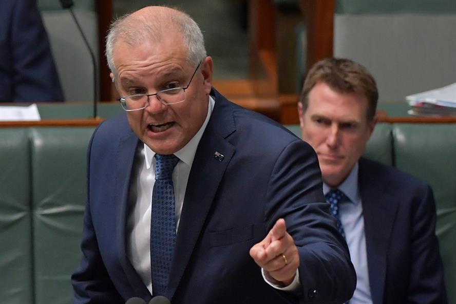 Prime Minister Scott Morrison speaks during Question Time in the House of Representatives on February 18, 2021 in Canberra (Getty Images)