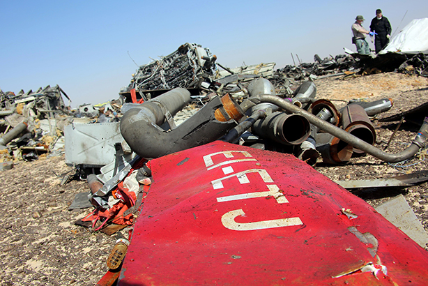Air crash: Investigators inspect debris (Credit: Alaa El Kassas/Anadolu Agency/Getty Images)