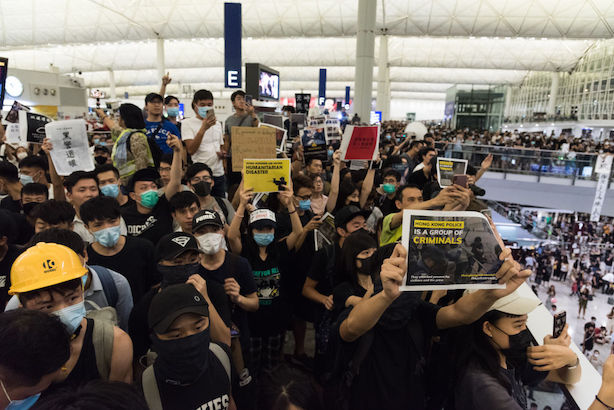 Anti-government protests reached Hong Kong airport this week (©GettyImages)