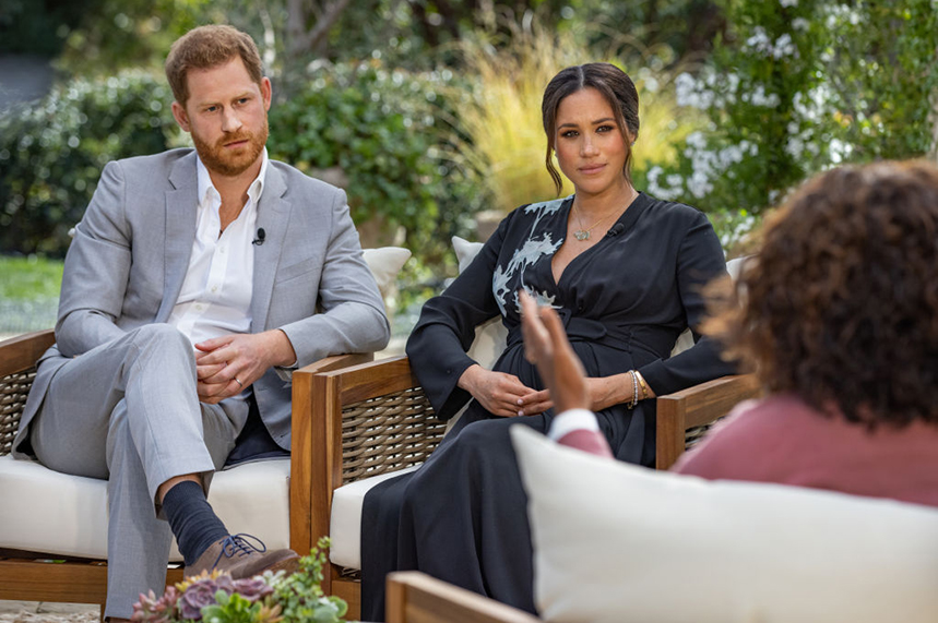 Harry and Meghan spoke to Oprah Winfrey in the US for the high-profile interview (image via Getty)