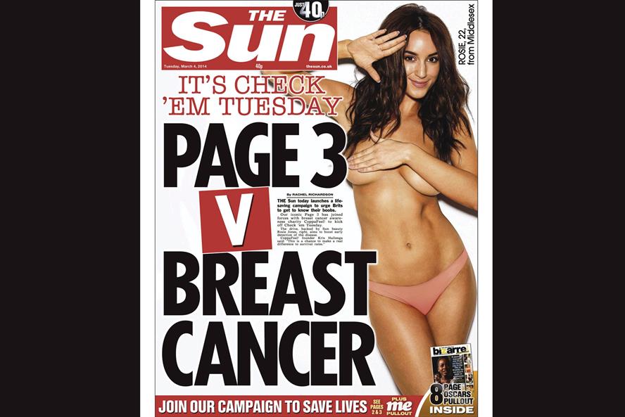 The Sun: partnered with breast cancer charity CoppaFeel