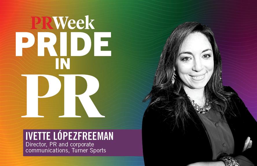 Pride in PR logo with headshot of Ivette LópezFreeman
