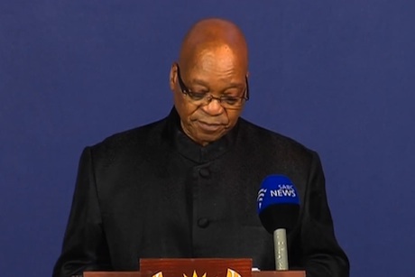 Tribute: Jacob Zuma's speech was broadcast worldwide
