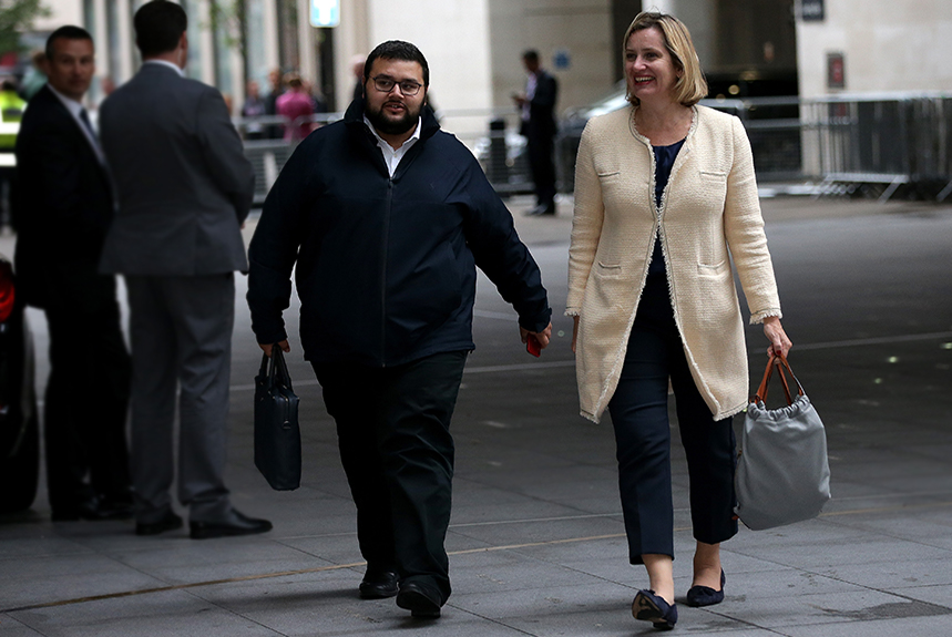 Jason Stein with former boss Amber Rudd. Photo: (Luke Dray/Getty Images)