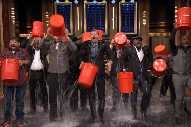 Jimmy Fallon and The Roots accept the ice bucket challenge.