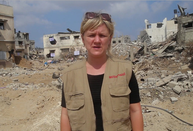 Jo Harrison on a previous assignment in Palestine (pic credit: ActionAid)