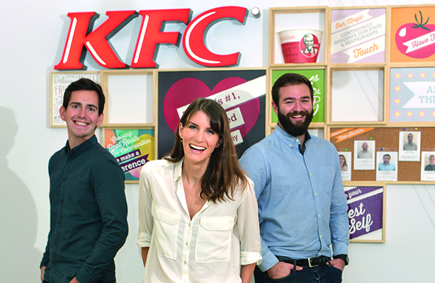 The team (l-r: Cheevers, Packwood, Benge) has to communicate with KFC’s franchisees, as well as consumers