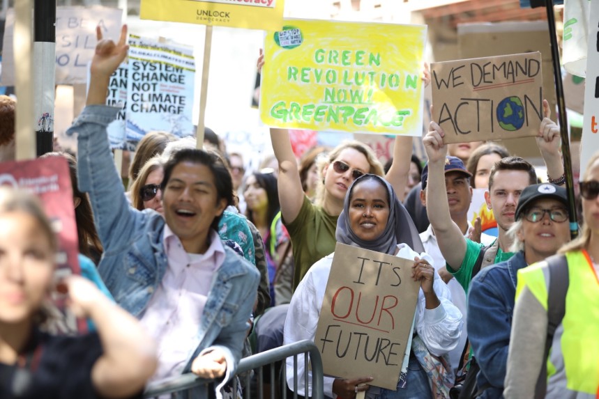 Activists in London joined strikers around the globe