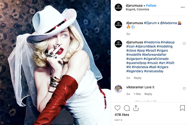 Cigar company Djarum is one brand that uses sex to sell cigars on Instagram