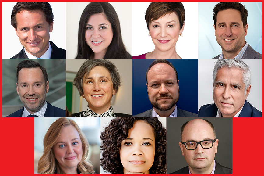 Roundtable participants included (top row, l-r) O'Leary, Agathoklis, Biwer and Canal; (middle row, l-r) Grace, Konrad, Lochmann and Richard; (bottom row, l-r) Waldron, White and moderator PRWeek's Steve Barrett