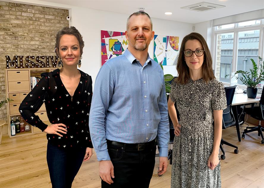 Missive team (left to right): Emma Ross, Giles Peddy and Nicola Koronka