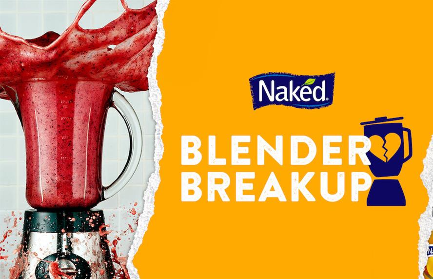 Naked Juice ad with the words "Blender Breakup"