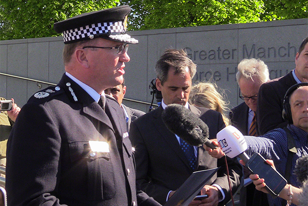 Chief Constable Ian Hopkins delivers a statement outside Greater Manchester Police headquarters as the suicide bomber is named (pic credit: Andy Hampson/PA Wire/PA Images)