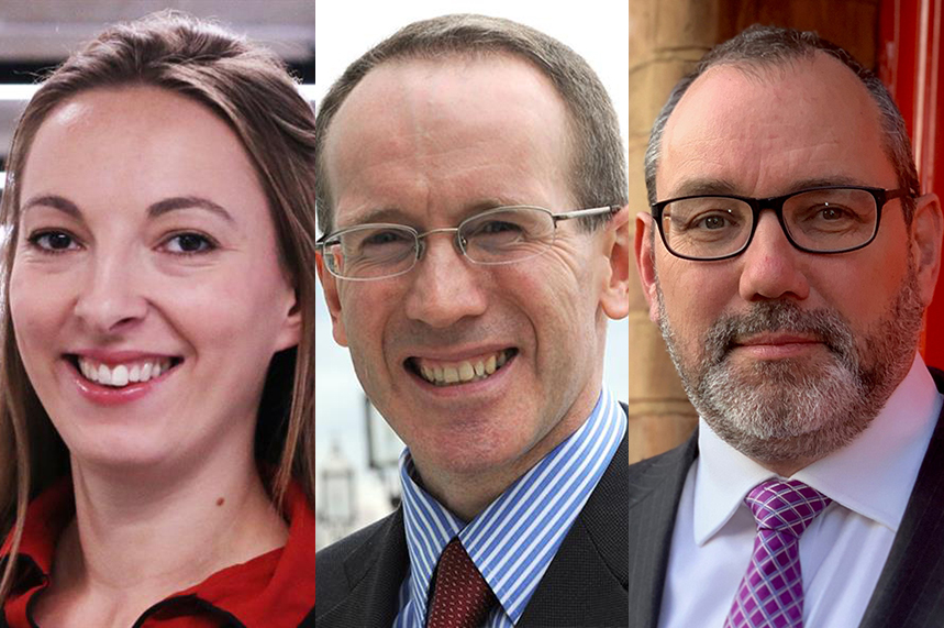 (L-R) Emma Petela and George McGregor are challenged by Liam Herbert for the position of chair of the PAB