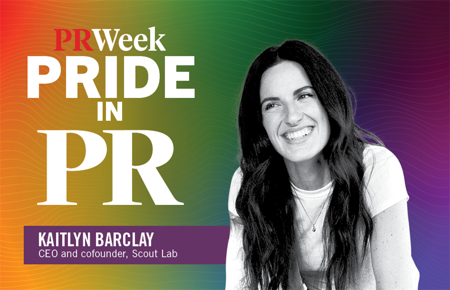 Pride in PR logo with headshot of Kaitlyn Barclay