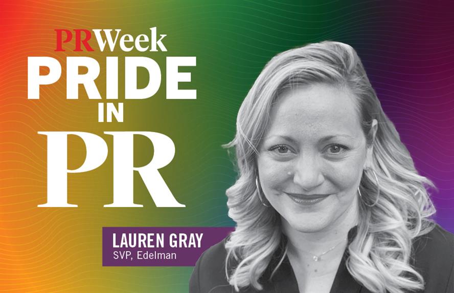 Pride in PR logo with headshot of Lauren Gray