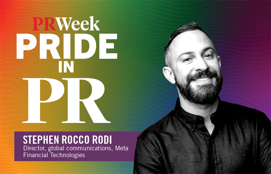 Pride in PR logo with headshot of Stephen Rocco Rodi