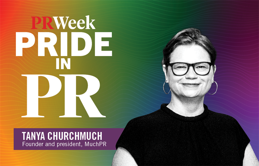Pride in PR logo with headshot of Tanya Churchmuch