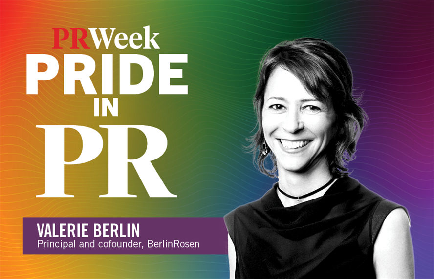 Pride in PR logo with headshot of Valerie Berlin