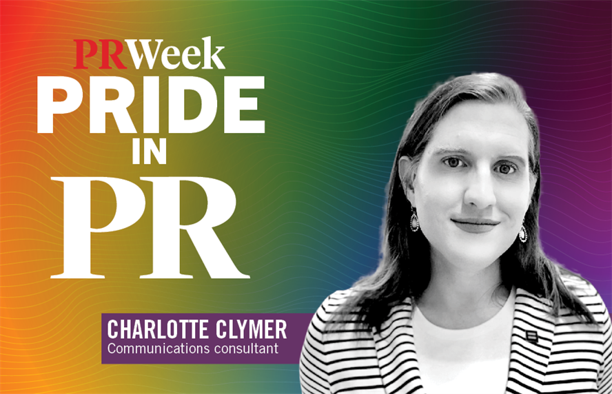 Pride in PR logo with headshot of Charlotte Clymer