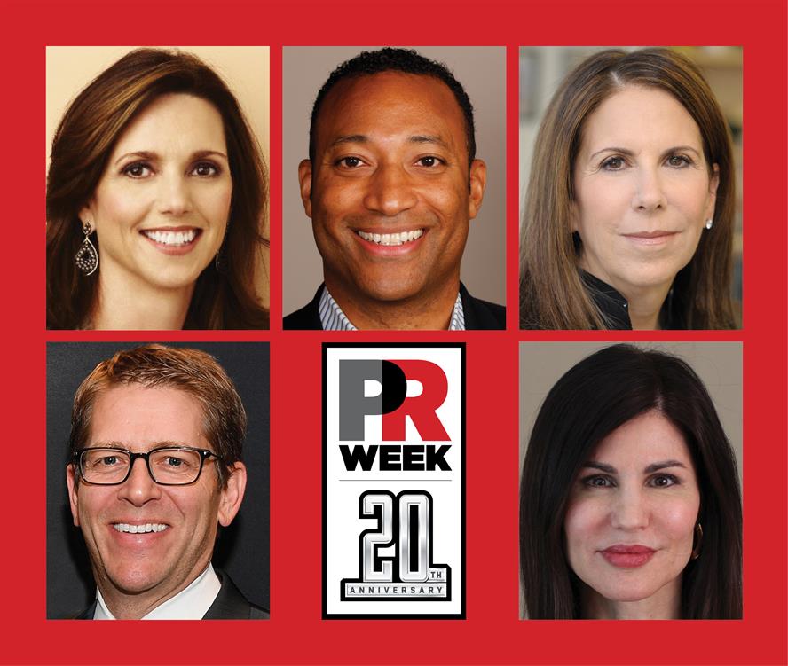 Top row, left to right: Beth Comstock, Kim Hunter, and Joele Frank. Bottom row, left to right: Jay Carney and Donna Imperato. 