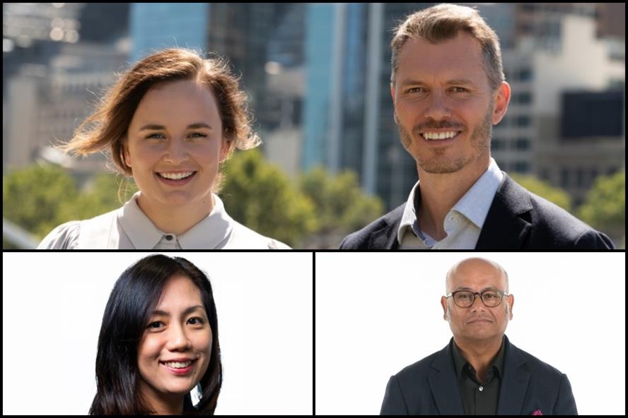 Clockwise from top: Amy Watson & Scott Thomson, Forge Communications; Tarun Deo, Progressive Communications; Serina Tan, Brewer Consulting 