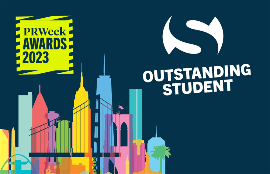 PRWeek Awards 2023 logo with Outstanding Student wordmark