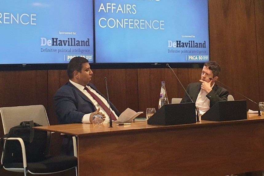 Ruparel (left) answered questions from Singleton (right)