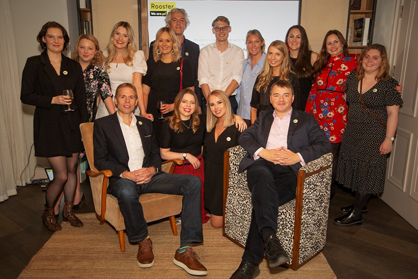 The Rooster team at their 20th anniversary party in London