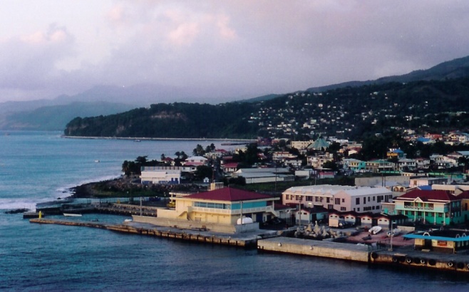 Dominica's capital city, Roseau (photo by Zeamays at English Wikipedia, via Wikimedia Commons)