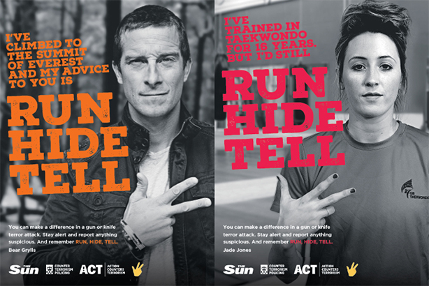 The powerful 'Run, Hide, tell' messaging campaign has been adapted to reach young people