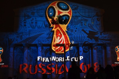World Cup: Russia projected this image on to the Bolshoi Ballet building