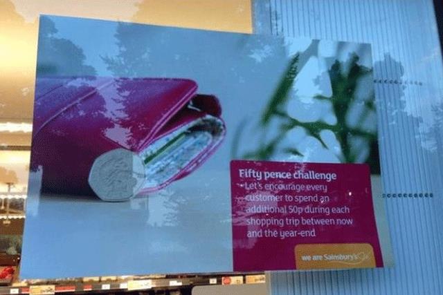 The '50p challenge': Chris Dodd tweeted this picture to the embarrassment of Sainsbury's