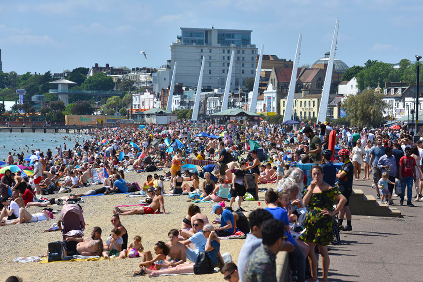 Brits flocked to the beach at Southend-on-Sea over the May bank holiday weekend. Photo: Getty Images.