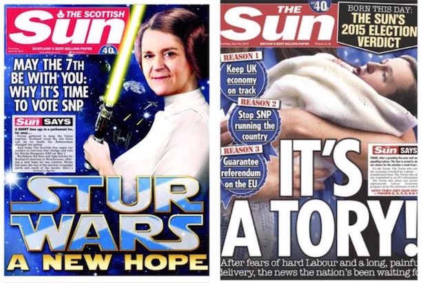 The Sun: Supporting SNP in Scotland & The Tories in England